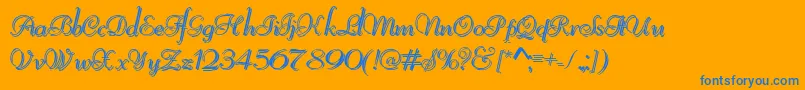 ReliantShadowFree-Schriftart – Blaue Schriften auf orangefarbenem Hintergrund