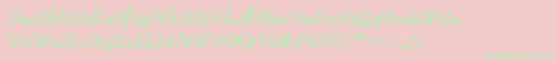 Fonte ReliantShadowFree – fontes verdes em um fundo rosa