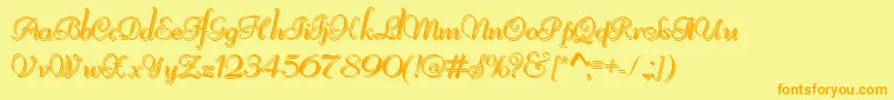 Fonte ReliantShadowFree – fontes laranjas em um fundo amarelo