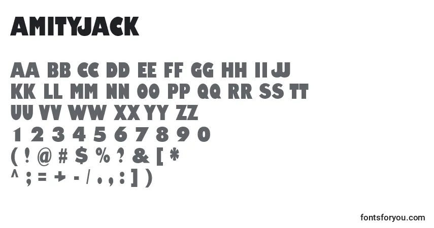 Schriftart AmityJack – Alphabet, Zahlen, spezielle Symbole
