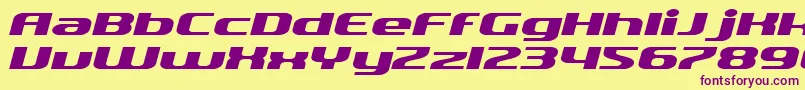 SfQuartziteExtendedItalic Font – Purple Fonts on Yellow Background