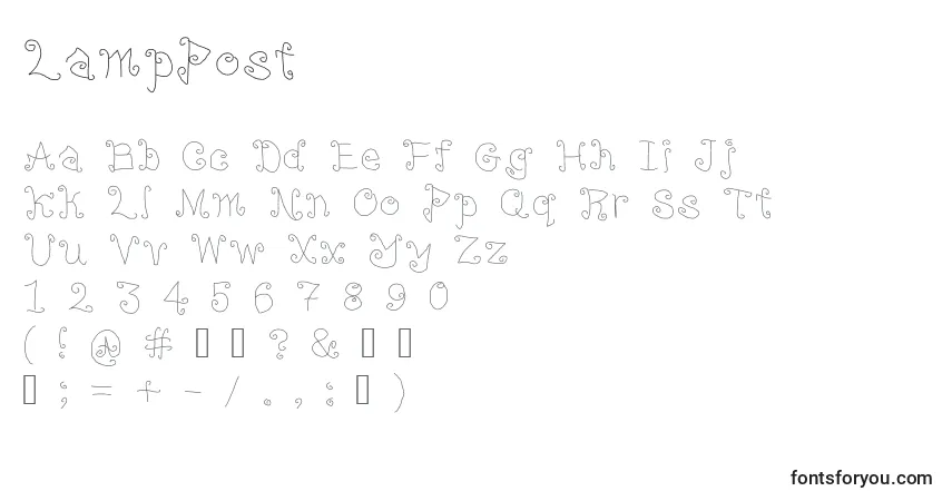 Schriftart LampPost – Alphabet, Zahlen, spezielle Symbole