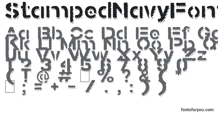 StampedNavyFontShadowフォント–アルファベット、数字、特殊文字