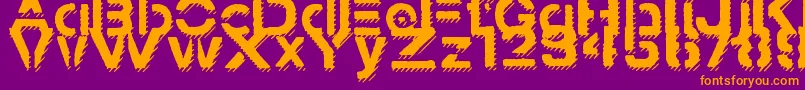 StampedNavyFontShadow-fontti – oranssit fontit violetilla taustalla