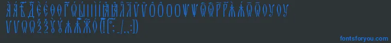 Шрифт ZlatoustIeucsSpacedout – синие шрифты на чёрном фоне