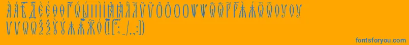 ZlatoustIeucsSpacedout-fontti – siniset fontit oranssilla taustalla