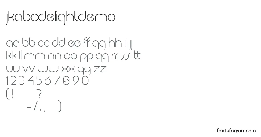 JkabodeLightdemo Font – alphabet, numbers, special characters