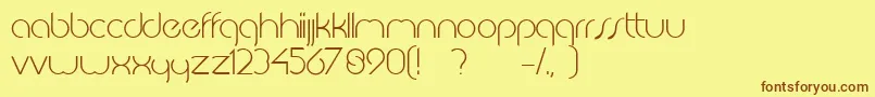 フォントJkabodeLightdemo – 茶色の文字が黄色の背景にあります。
