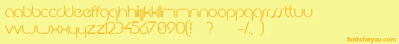 フォントJkabodeLightdemo – オレンジの文字が黄色の背景にあります。