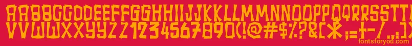 フォントFullamak – 赤い背景にオレンジの文字