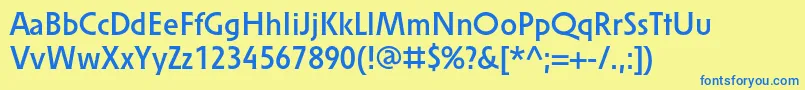 フォントSolperamedium – 青い文字が黄色の背景にあります。