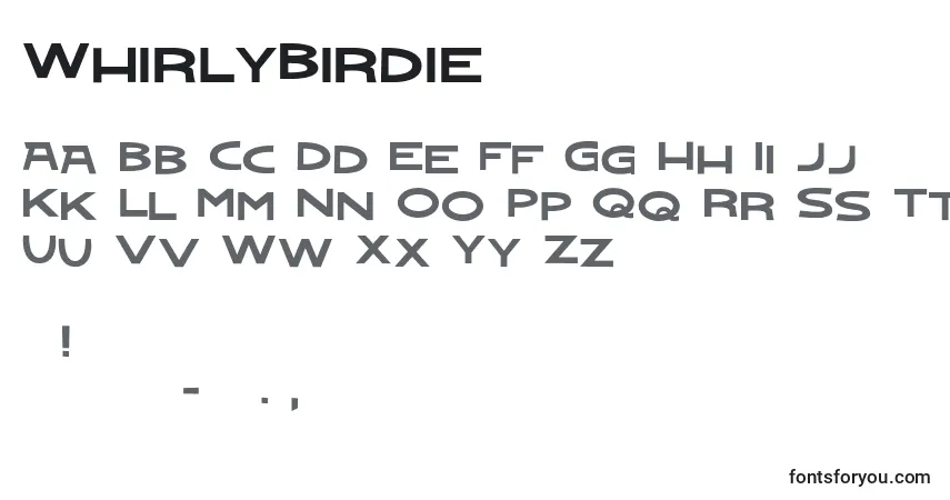 Czcionka WhirlyBirdie – alfabet, cyfry, specjalne znaki