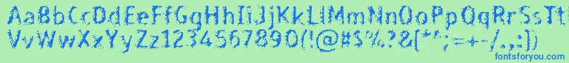 Bleed Font – Blue Fonts on Green Background