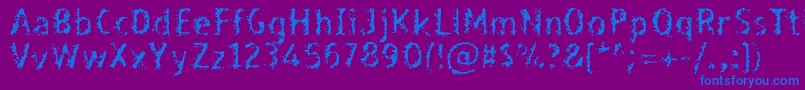Bleed-Schriftart – Blaue Schriften auf violettem Hintergrund