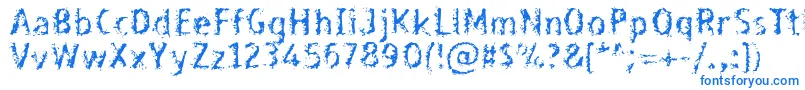 Bleed-Schriftart – Blaue Schriften auf weißem Hintergrund