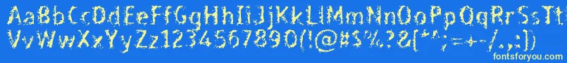 Bleed-Schriftart – Gelbe Schriften auf blauem Hintergrund