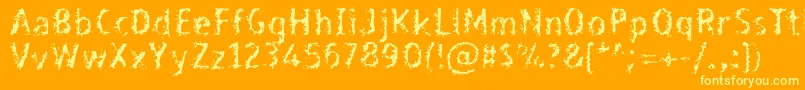 Bleed-Schriftart – Gelbe Schriften auf orangefarbenem Hintergrund