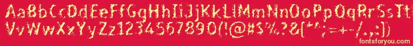 Bleed-Schriftart – Gelbe Schriften auf rotem Hintergrund