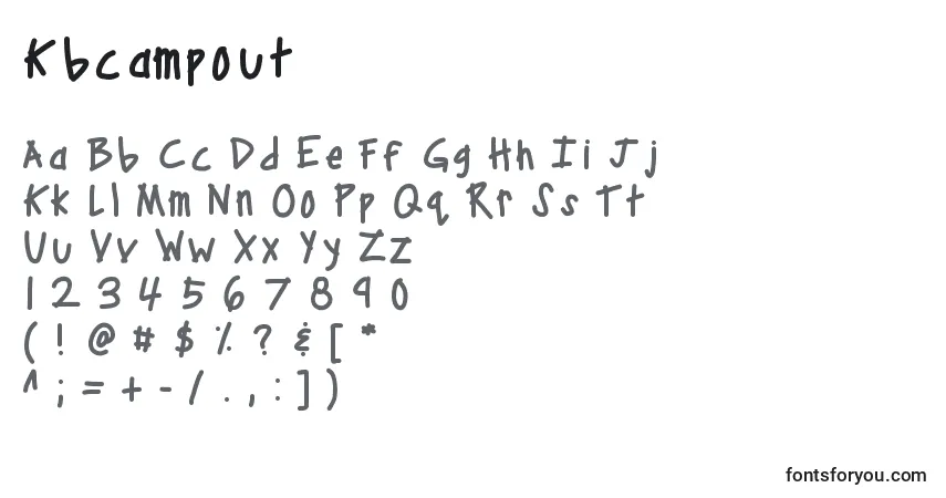 Kbcampout-fontti – aakkoset, numerot, erikoismerkit