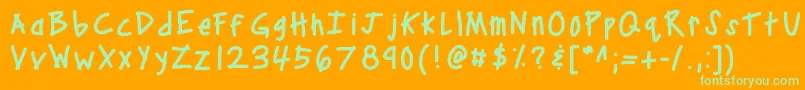 Kbcampout Font – Green Fonts on Orange Background