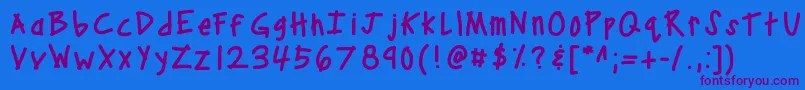 Kbcampout-Schriftart – Violette Schriften auf blauem Hintergrund