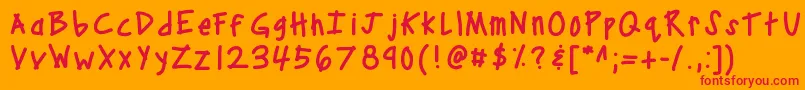 フォントKbcampout – オレンジの背景に赤い文字