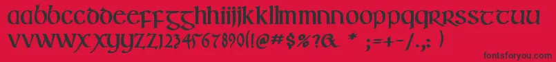 IrishuncialfabetaBold-Schriftart – Schwarze Schriften auf rotem Hintergrund