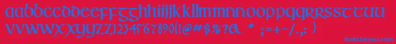 IrishuncialfabetaBold Font – Blue Fonts on Red Background