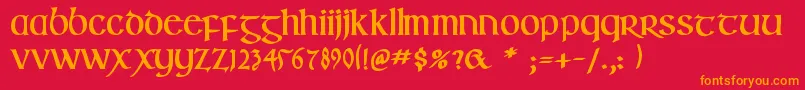 IrishuncialfabetaBold Font – Orange Fonts on Red Background