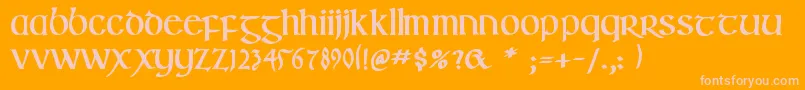 IrishuncialfabetaBold Font – Pink Fonts on Orange Background