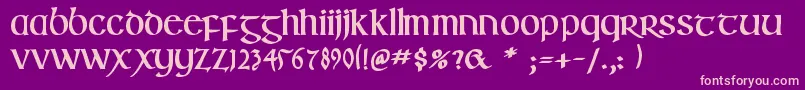IrishuncialfabetaBold Font – Pink Fonts on Purple Background