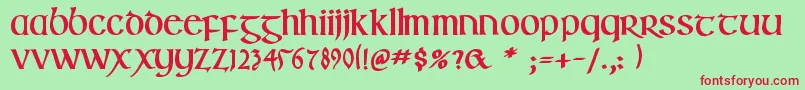 IrishuncialfabetaBold Font – Red Fonts on Green Background