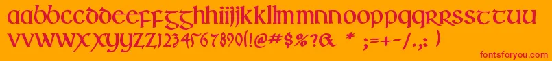 IrishuncialfabetaBold Font – Red Fonts on Orange Background
