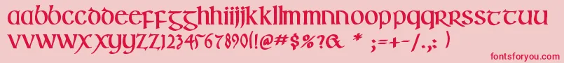 IrishuncialfabetaBold Font – Red Fonts on Pink Background