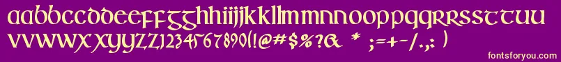 IrishuncialfabetaBold Font – Yellow Fonts on Purple Background