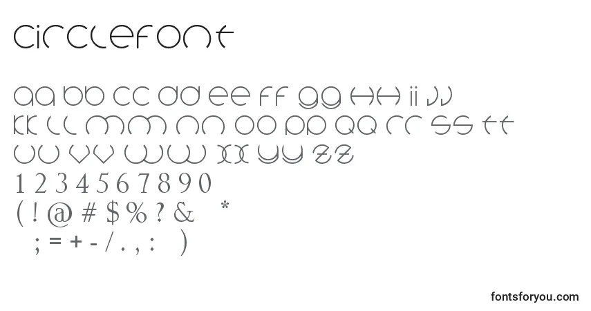 A fonte Circlefont – alfabeto, números, caracteres especiais