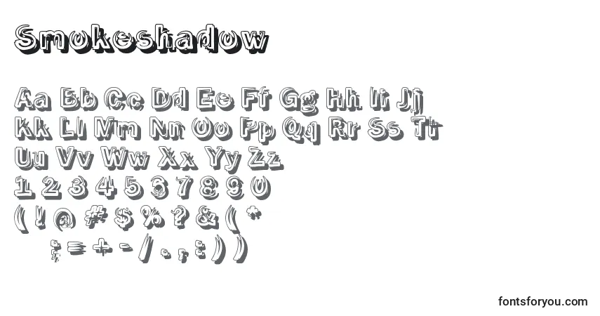 Шрифт Smokeshadow – алфавит, цифры, специальные символы