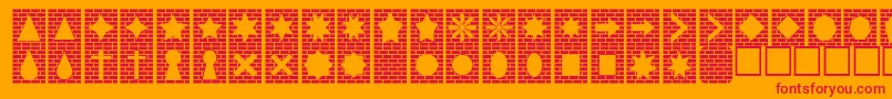 Bricksnthings-Schriftart – Rote Schriften auf orangefarbenem Hintergrund