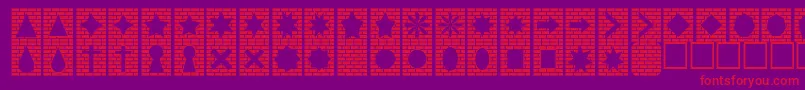 Bricksnthings-Schriftart – Rote Schriften auf violettem Hintergrund