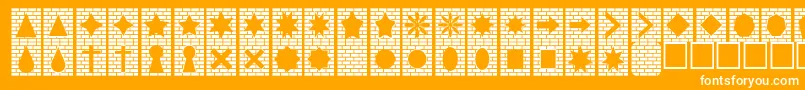 Bricksnthings-Schriftart – Weiße Schriften auf orangefarbenem Hintergrund