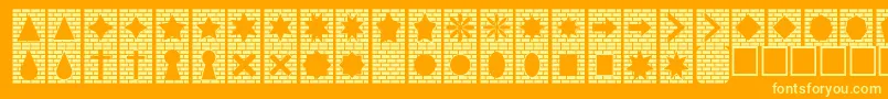 Weitere Informationen zur Bricksnthings-Schriftart Bricksnthings-Schriftart – Gelbe Schriften auf orangefarbenem Hintergrund