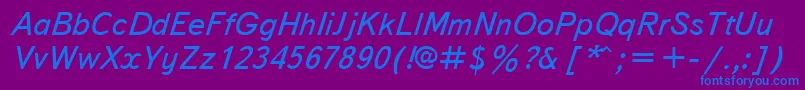 フォントTextbookcttItalic – 紫色の背景に青い文字