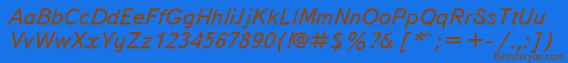 フォントTextbookcttItalic – 茶色の文字が青い背景にあります。