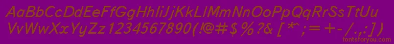 Czcionka TextbookcttItalic – brązowe czcionki na fioletowym tle