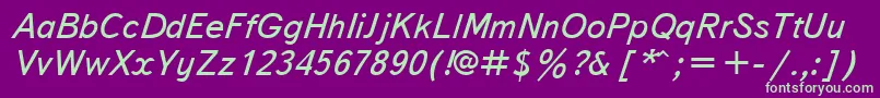 フォントTextbookcttItalic – 紫の背景に緑のフォント
