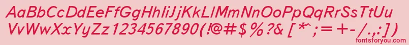 Fonte TextbookcttItalic – fontes vermelhas em um fundo rosa