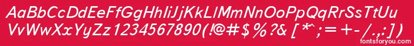 TextbookcttItalic-fontti – valkoiset fontit punaisella taustalla