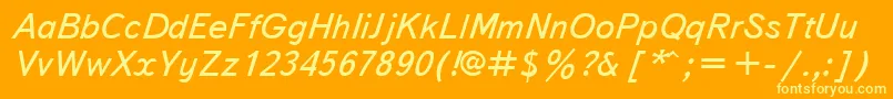 Czcionka TextbookcttItalic – żółte czcionki na pomarańczowym tle