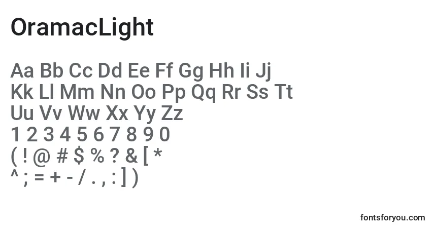 OramacLightフォント–アルファベット、数字、特殊文字