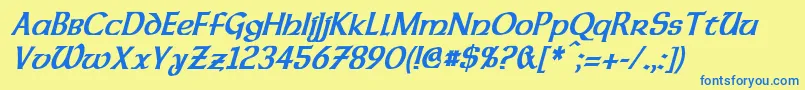 DalelandsUncialCondensedBoldItalic Font – Blue Fonts on Yellow Background